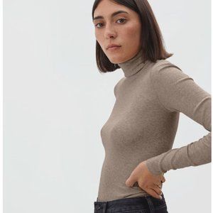 Everlane Pima Micro-Rib Turtleneck in Heathered Burnt Sugar